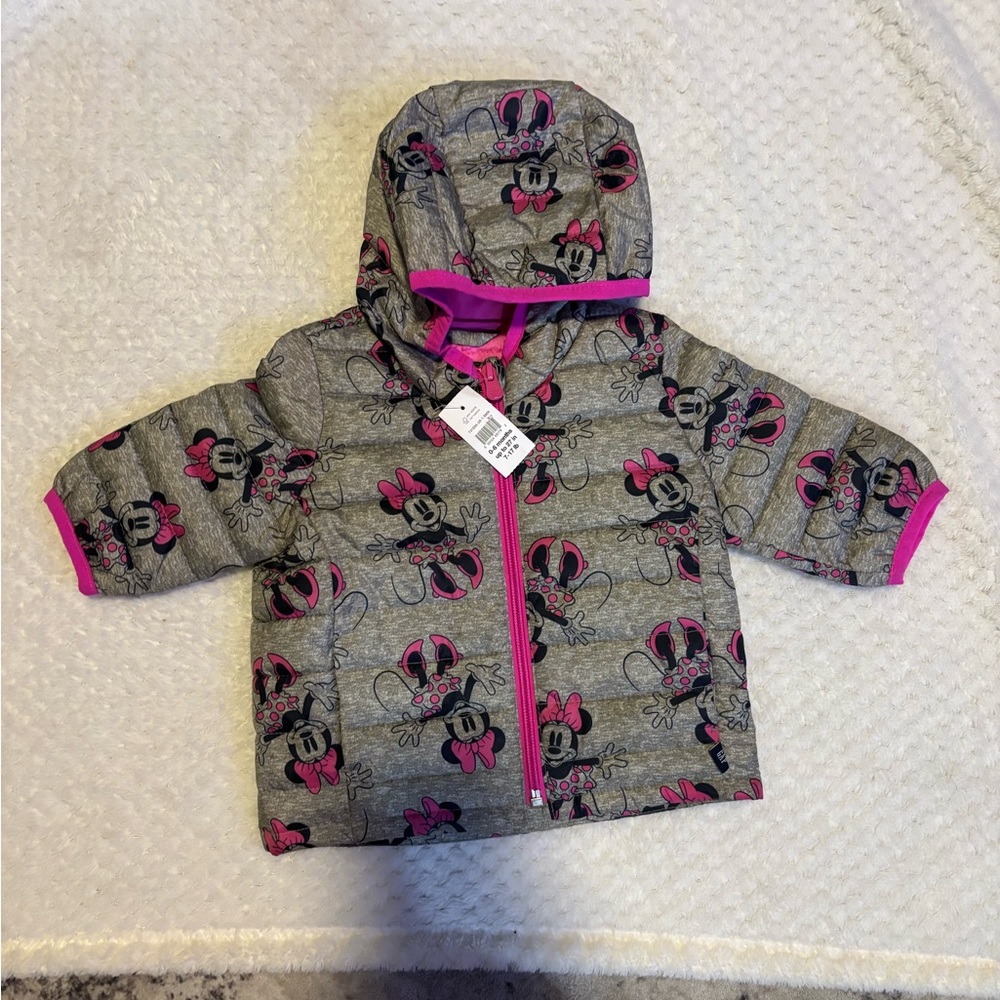 Gray and Pink Minnie Mouse Hooded Jacket